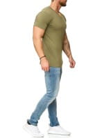 OneRedox T-Shirt homme col en V Sweat à capuche à manches longues et manches courtes Sweat-shirt manches courtes Modèle 1309