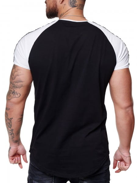 Herren T-Shirt Kurzarm Rundhals Seitenstreifen Oversize Tee Modell 2165
