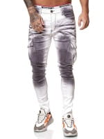OneRedox Designer Herren Jeans Cargohose Regular Skinny Fit Jeanshose Destroyed Stretch Modell 8020