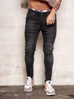 OneRedox Designer Herren Jeans Bikerhose Regular Skinny Fit Jeanshose Destroyed Stretch Modell 8032