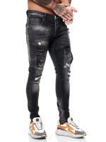 Designer Herren Jeans Cargohose Regular Skinny Fit Jeanshose Destroyed Stretch Modell 8027