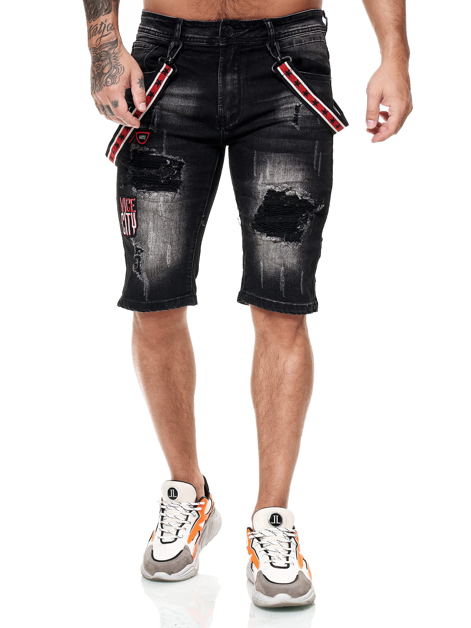 Herren Shorts Bermuda Jeansshorts Destroyed Wash Clubwear Modell E7533